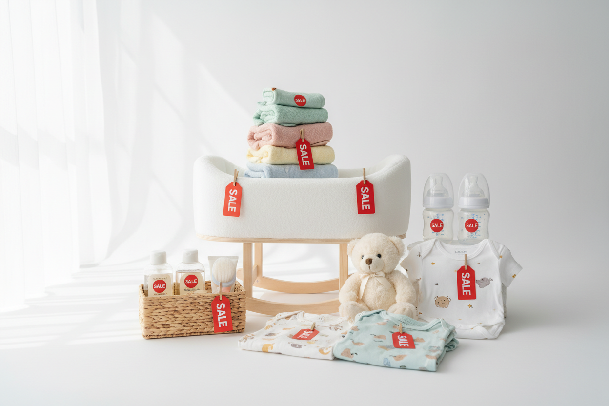 Generate one more image new born products with sale tag