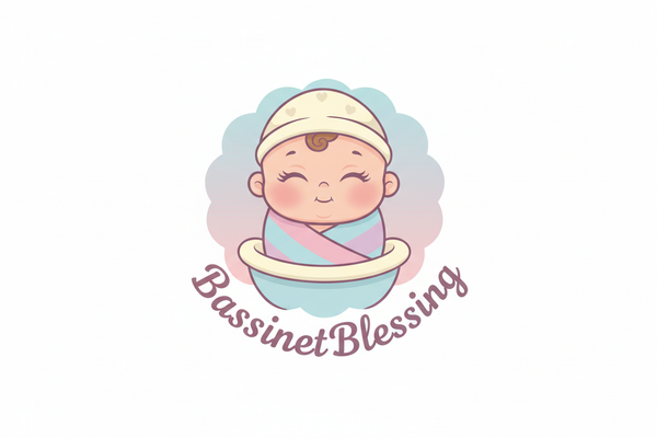 generate the logo bassinetblessing with patient color the baby need to be animated like open and close the eye 